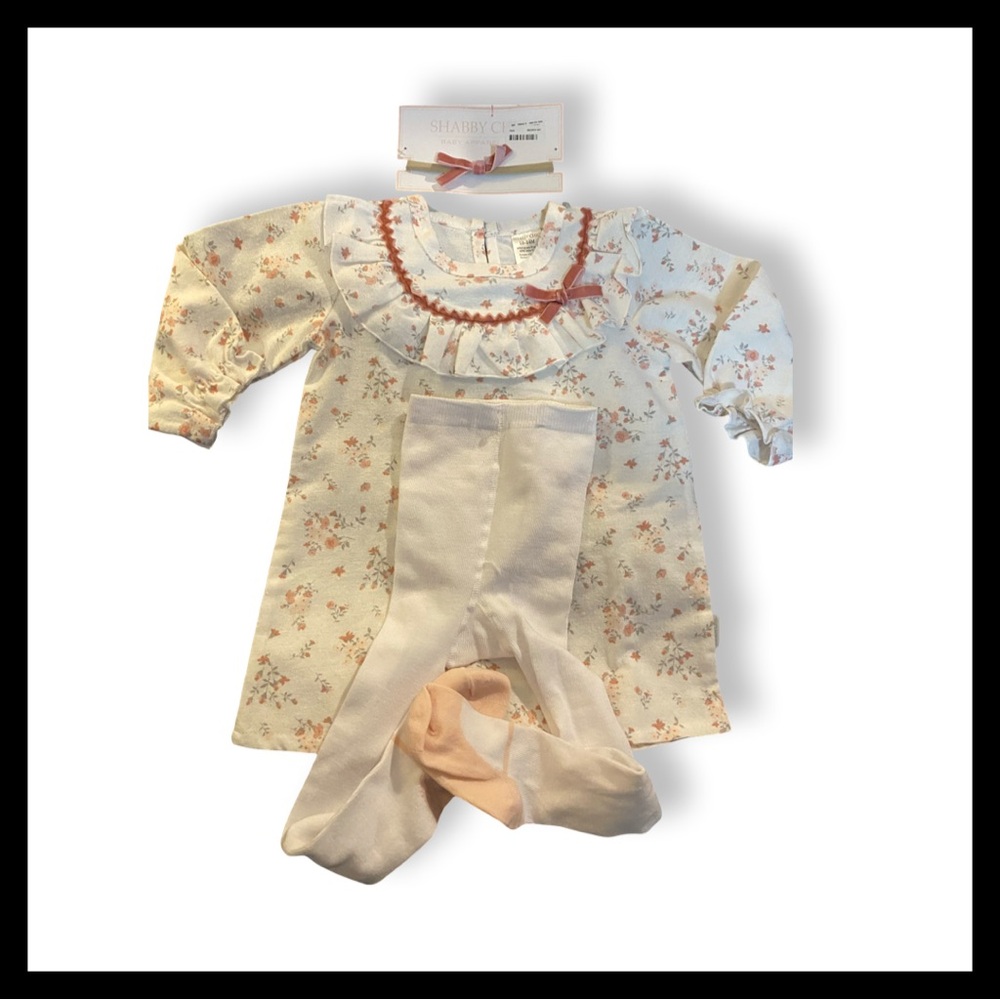 (NWT Shabby Chic Floral Kids  Dress with Tights & Headband